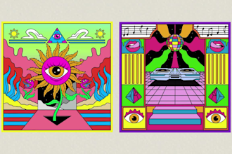 draw colorful psychedelic and trippy style illustration
