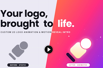 create a custom 2d logo animation motion reveal intro
