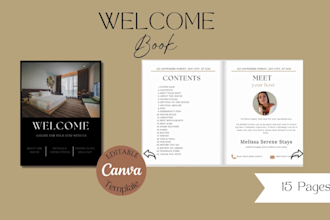 create a luxury welcome book for your airbnb, vrbo,  shortterm vacation rental