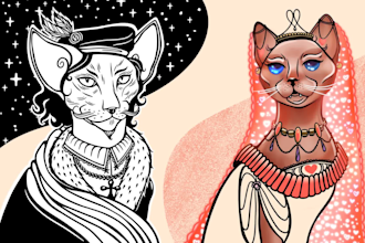 draw aristocratic custom pet portrait cute animal illustration