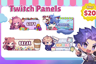 create vtuber twitch panels, overlay for your stream