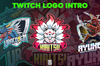 design twitch logo, animated twitch intro and vtuber overlay