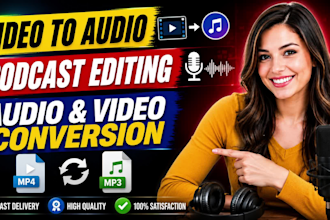 convert mp4 to mp3, video to audio , edit podcasts