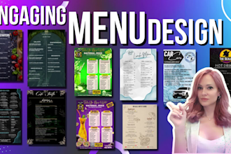 design food or beverage menu, wine list, or any menu design
