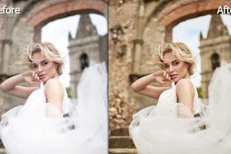 do professional retouch of wedding and evening dresses photo