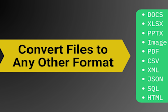 convert files to PDF, word, excel, CSV, XML, json, and sql