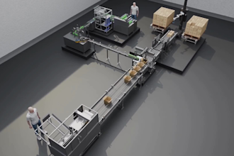 create realistic 3d industrial animation, factory production line animation