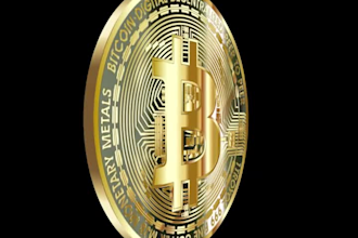 create  a spinning gold crypto coin logo, nft art, and loop video animation