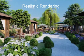 design your 3d garden, backyard,terrace,realistic landscape