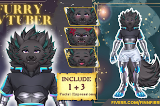 create and rig custom furry vtuber with live2d avatar design fursona