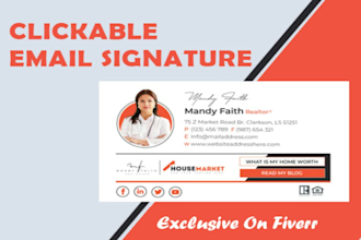 design  clickable HTML email signature for gmail,outlook, yahoo mail, etc