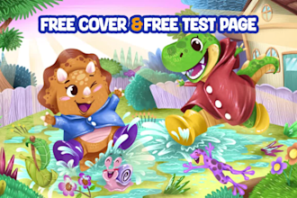 draw whimsical children story book illustration and cover book