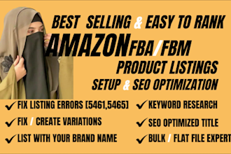 set up amazon fba fbm product listings with SEO amazon fba listing optimization