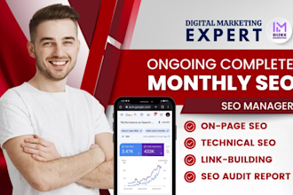 do complete monthly seo service package as marketing manager