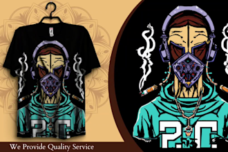 do random or cartoon t shirt design in 5 hours