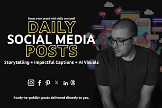 create daily social media content with engaging captions and visuals