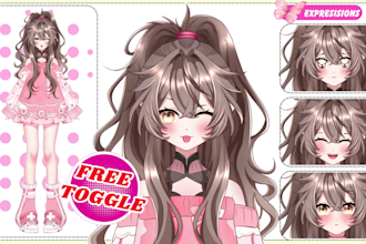 design vtuber model and rig live2d in anime for streaming