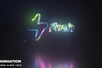 professional neon 3d logo animation with electric and metal effects