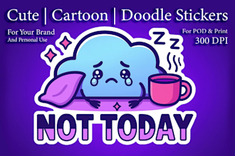 create cute cartoon doodle sticker designs