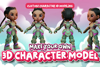 model 3d cute characters, 3d toy, cartoon toy mascot modeling
