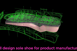 design 3d sole shoe model from photo, 2d drawing using rhino