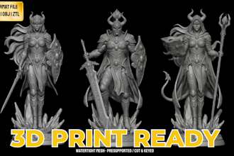 sculpt custom stl miniatures, characters, and statues for 3d printing