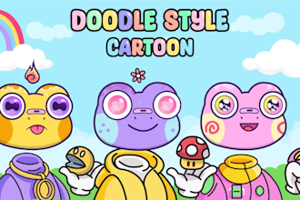 draw cute doodle cartoon mascot avatar nft art illustration