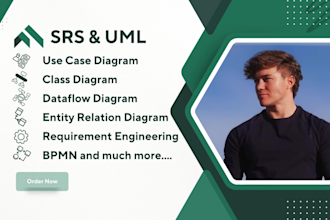 do uml, use case, class diagram, bpmn, dataflow, erd, srs
