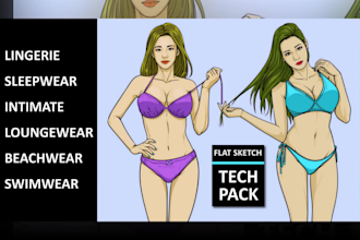design clothing technical drawing and tech pack