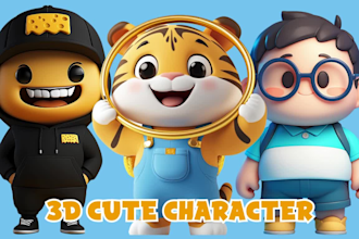 design cute 3d cartoon character modeling mascot, animal in blender