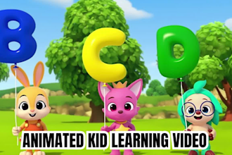 produce 2d animation, fast learning kids educational videos for youtube in 24hr