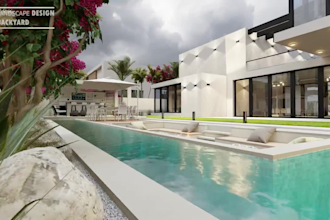 do backyard landscape design, garden, pool, as a landscape architect