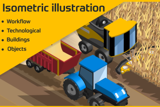 draw 2d 3d isometric, technical and workflow illustrations