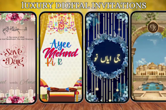 custom digital wedding invitation with couple illustration send via whatsapp