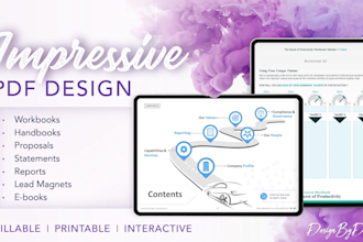 design ebooks, workbooks, proposals and other PDF documents