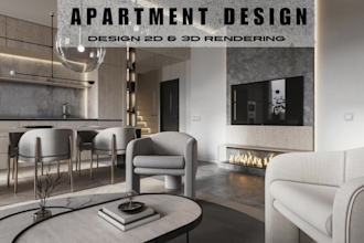 create 3d apartment interior design rendering and cgi