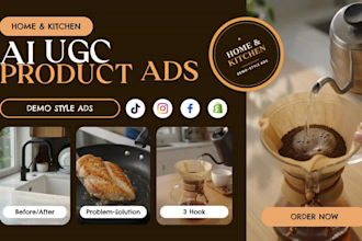 create demo style ai ugc ads for home and kitchen products