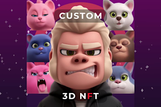 create custom 3d nft character collection and 3d meme coin