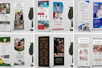 design roll up banner, retractable standee, pop up, roller, pull up