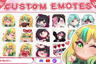 draw twitch emotes, animated emotes chibi emotes, discord emoji