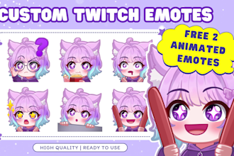 draw custom twitch emotes, animated emotes, chibi emotes for vtuber stream