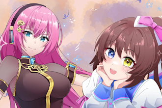 draw and design anime character in my art style for illustration, vtuber, fanart