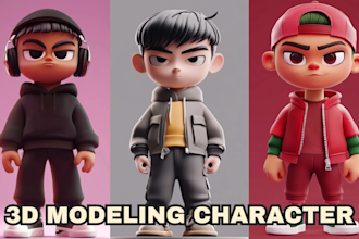 do 3d cute cartoon modeling for mascot, game, and printing