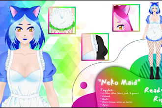 draw female nsfw 2d vtuber model ready to rig art only