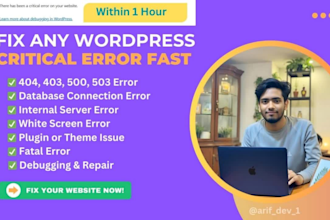 fix wordpress critical error, fatal error, 404, 503 in 1 hour