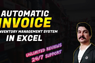 design, automatic invoice, inventory, bills for business sales in excel