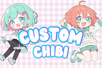 draw cute chibi character for sticker, vtuber, or original character