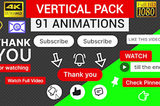 provide 91 subscribe buttons and call to action animations for shorts, reels