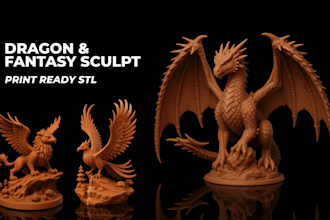 sculpt 3d printable dnd miniatures, dragons and fantasy characters