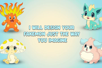 create original fakemon designs and pokémon style creatures